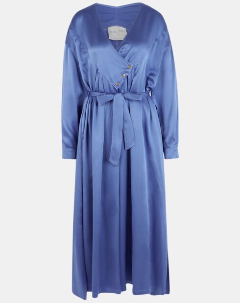 Robe longue 100% Soie Abito bleue
