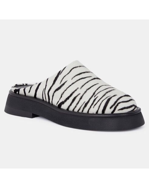 Mules sabots en poils ras noir/blanc