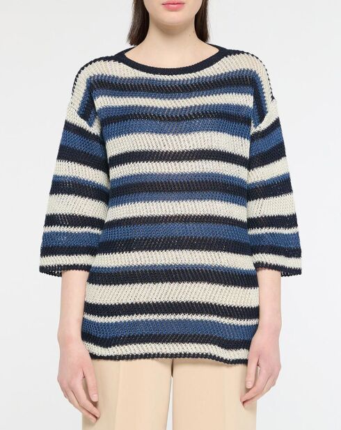 Pull 100% Lin Gentile bleu/multicolore