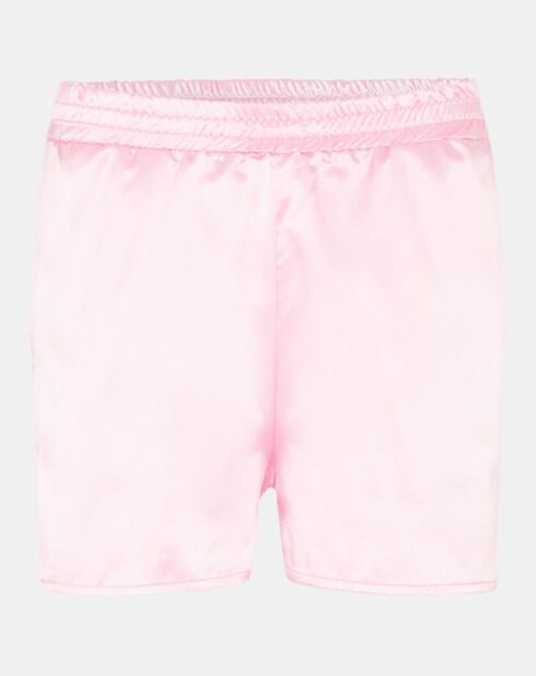 Rosafarbene Shorts Mia aus Satin mit elastischem Bund