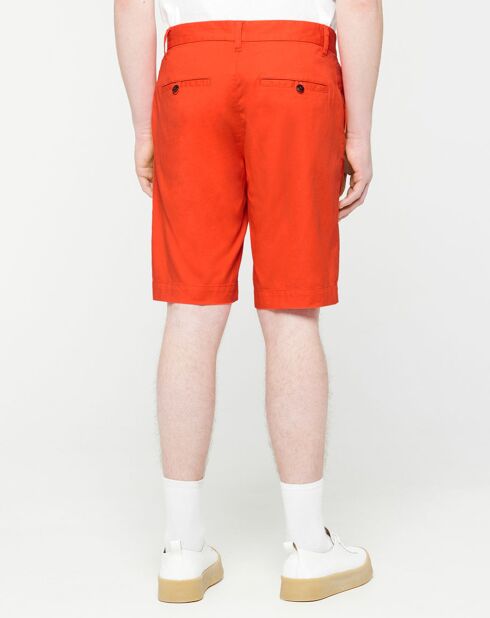 Bermuda en Coton & Lin Regular Fit Muberlin rouge orangé