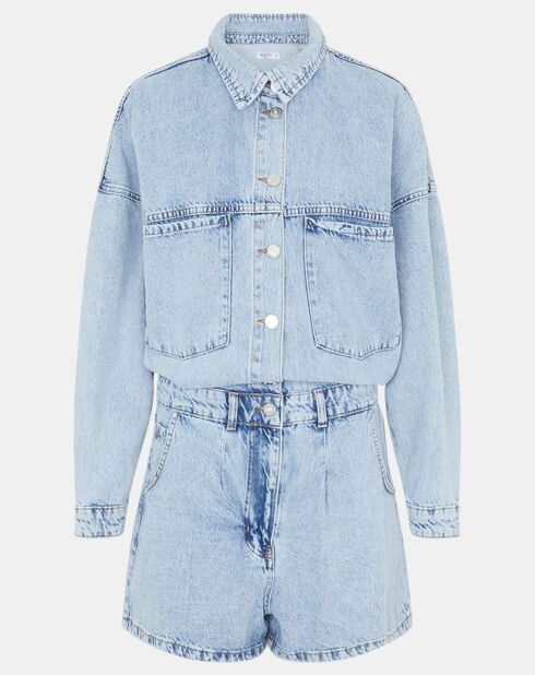 Maha jeansblauwe korte jumpsuit van denim