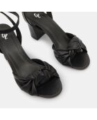 Sandales en Cuir ornées d'un nœud noires - Talon 7,5 cm