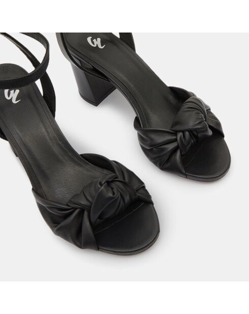 Sandales en Cuir ornées d'un nœud noires - Talon 7,5 cm