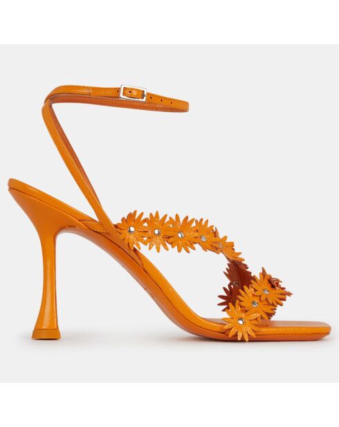 Sandali arancioni in pelle - tacco 9 cm