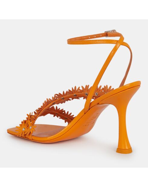 Sandali arancioni in pelle - tacco 9 cm