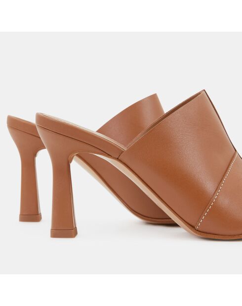Mules en Cuir Rita marron - Talon 9 cm