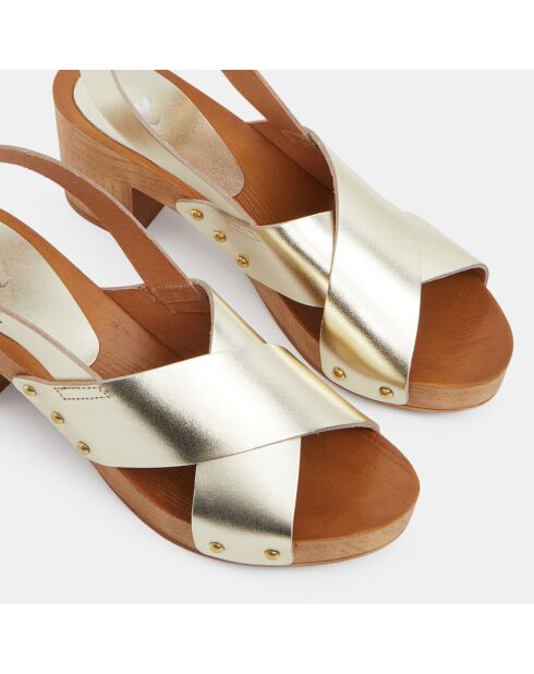 Sandali con zoccolo in pelle dorata - Tacco 7 cm