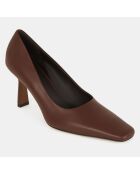 Escarpins en Cuir chocolat - Talon 7.5 cm