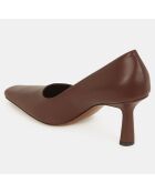 Escarpins en Cuir chocolat - Talon 7.5 cm