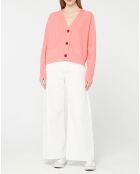 Cardigan 100% Cachemire Fabiola col V rose clair