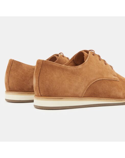 Derbies basses en Velours de Cuir camel