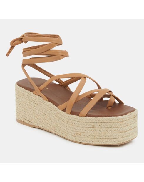 Paw Paw Sandalen aus Kamelleder, 7 cm Absatz