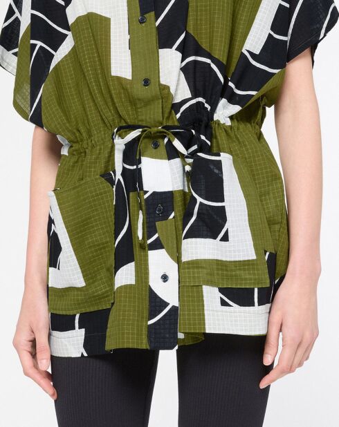 Top Frida en Coton Murmure Mousse vert/noir