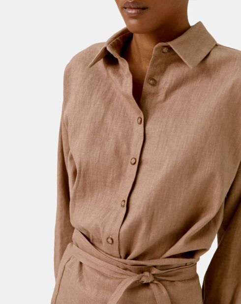 Melila beige jurk van 100% linnen