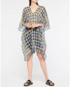 Robe poncho de plage Élia en Coton bio Chroma bleu/vert