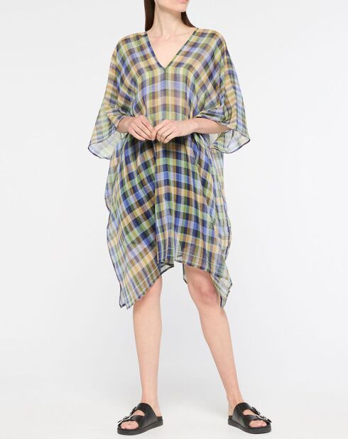 Robe poncho de plage Élia en Coton bio Chroma bleu/vert