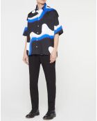 Illusion Smoke zwart/blauw losvallend shirt van 100% biologisch katoen