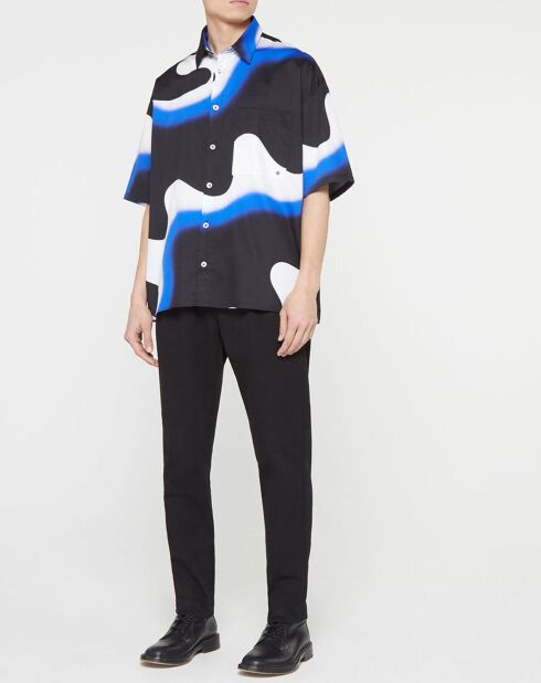 Illusion Smoke zwart/blauw losvallend shirt van 100% biologisch katoen