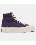 Sneakers en Coton Bio Palm bleu/marron