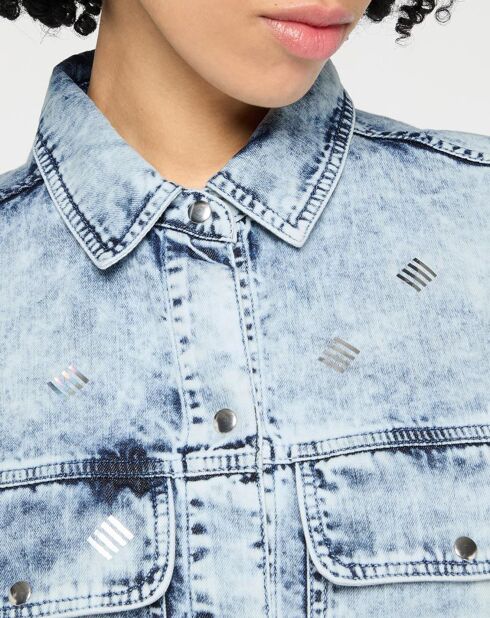 Anissa Hemd aus gebleichtem Denim hellblau