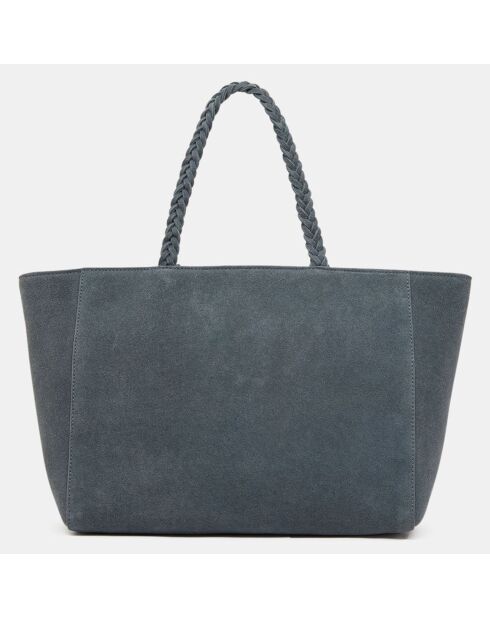 Sac cabas en Velours de cuir Split Exclu bleu foncé 25x44x15 cm