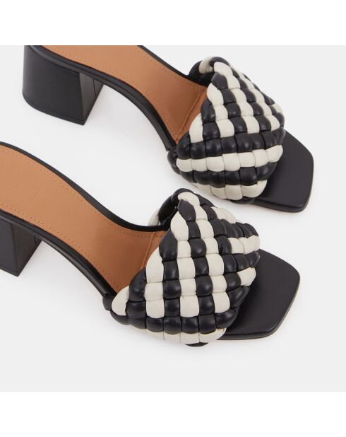 Mules en Cuir Odessa noir/blanc - Talon 5.5 cm