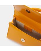 Sac à main mini en Cuir Semi Patent Léa orange - 10,5x16,5x7 cm