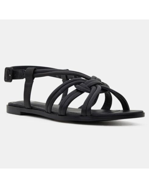 Schwarze Ledersandalen mit Kreuzriemen
