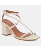 Sandales en Cuir Manhattan écrues - Talon 7.5 cm