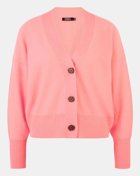 Cardigan 100% Cachemire Fabiola col V rose clair