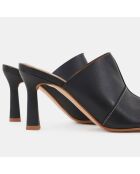 Mules en Cuir Rita noires - Talon 9 cm