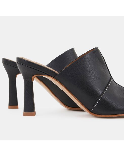 Mules en Cuir Rita noires - Talon 9 cm