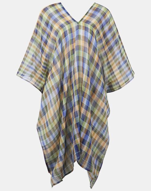 Robe poncho de plage Élia en Coton bio Chroma bleu/vert