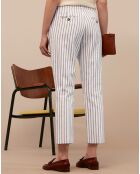 Pantalon de tailleur en Coton & Lin Amos écru/bleu