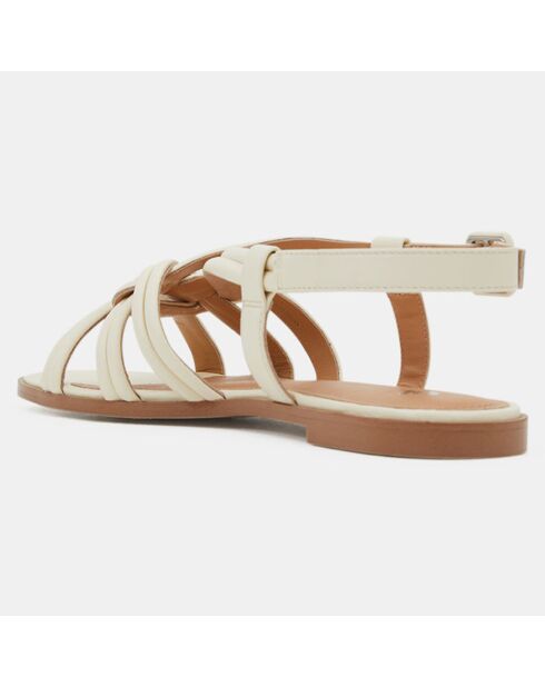 Ecru leren sandalen met gekruiste bandjes