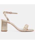 Sandales en Cuir à bride tressée dorées - Talon 7 cm