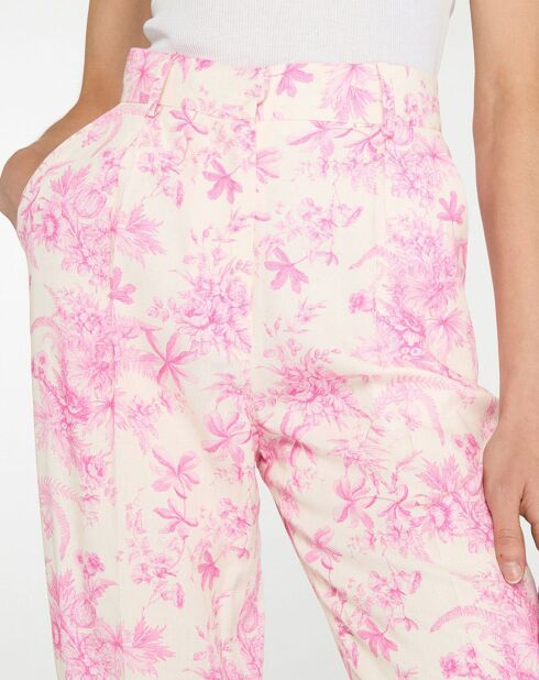 Pantalon Pirandello rose/écru