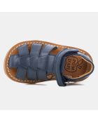 Sandales en Cuir Waff Papy bleu marine