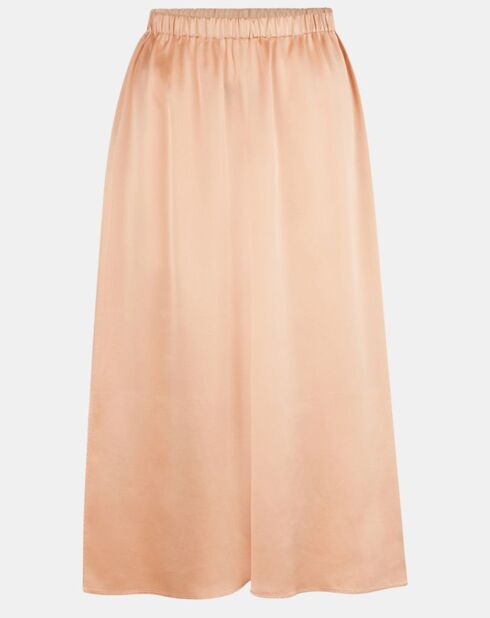 Jupe 100% Soie Gonna Elastico rose poudre