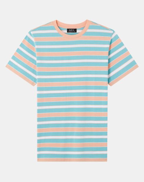 T-Shirt Gio rayé bleu/orange