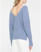 Pull 100% Cachemire Frani col V bleu lavande