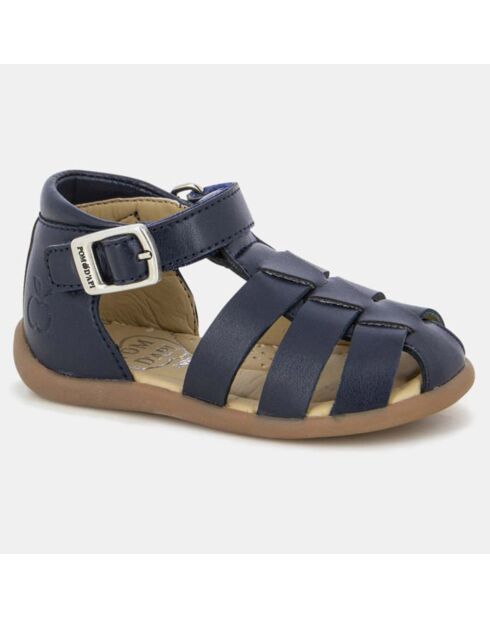 Sandales en Cuir Stand Up Papy bleu marine