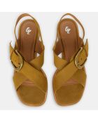 Sandales en Velours de Cuir à boucle kaki