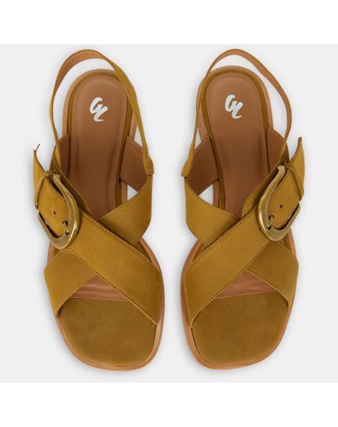 Sandales en Velours de Cuir à boucle kaki
