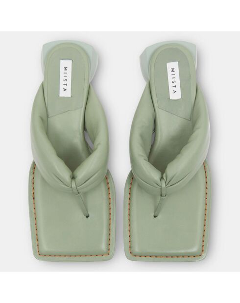 Pantoletten aus grünem Leder