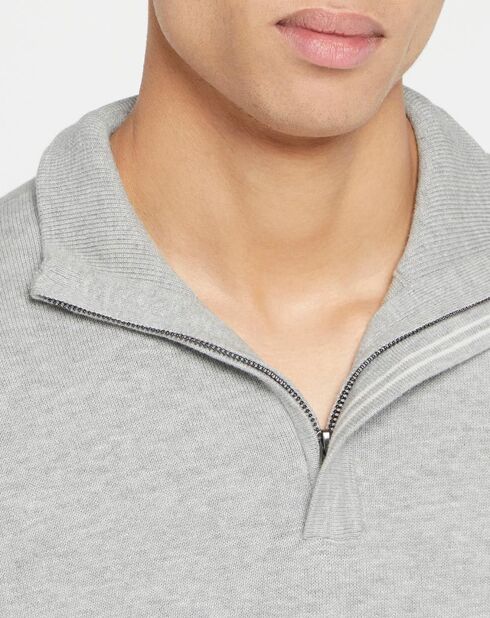 Pull col camionneur Butonzip Cam gris