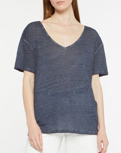 T-Shirt 100% Lin Nada bleu marine