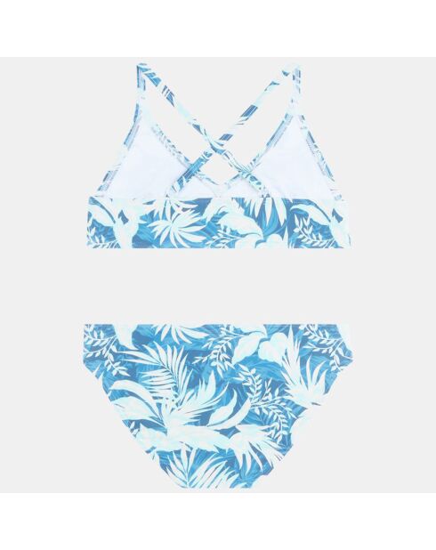 Maillot de bain 2 Pièces croisé dos bleu multicolore