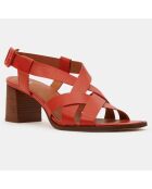 Sandales en Cuir à brides croisées orange - Talon 5,5 cm